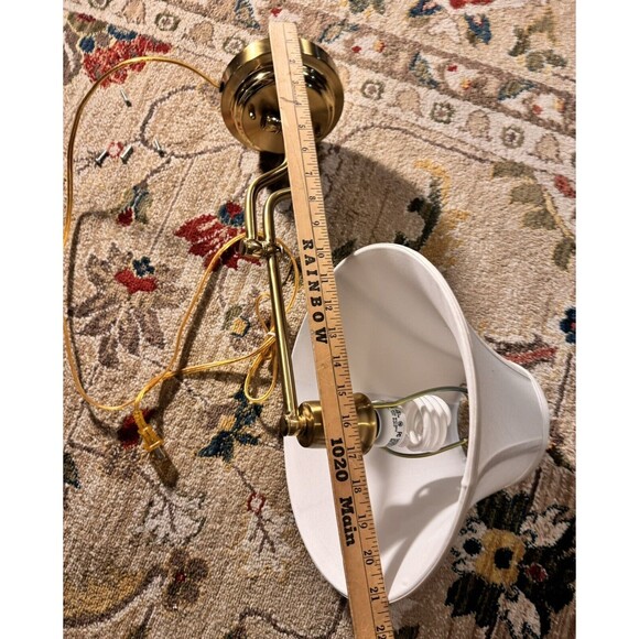 vintage Decorative 1 light Swing Arm Wall Sconce  Brass with white bell shade - Picture 6 of 16